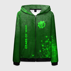 Мужская толстовка на молнии Gears of War - green gradient вертикально