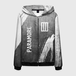 Толстовка 3D на молнии мужская Paramore - grey gradient вертикально, цвет: 3D-черный
