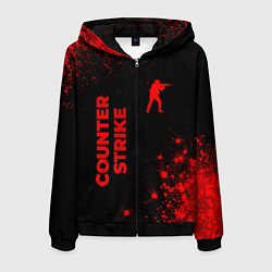Толстовка 3D на молнии мужская Counter Strike - red gradient вертикально, цвет: 3D-черный