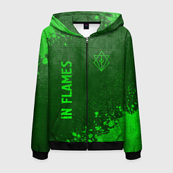 Толстовка 3D на молнии мужская In Flames - green gradient вертикально, цвет: 3D-черный