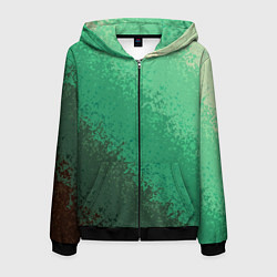 Толстовка 3D на молнии мужская Градиент текстурный зелёный, цвет: 3D-черный