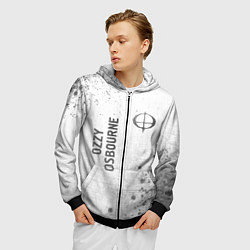 Толстовка 3D на молнии мужская Ozzy Osbourne - white gradient вертикально, цвет: 3D-черный — фото 2