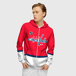 Толстовка 3D на молнии мужская Вашингтон Кэпиталз хоккей, цвет: 3D-белый — фото 2