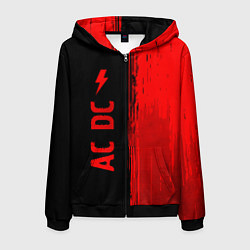 Толстовка 3D на молнии мужская AC DC - red gradient по-вертикали, цвет: 3D-черный