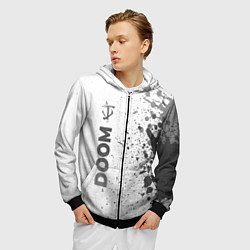 Толстовка 3D на молнии мужская Doom - white gradient по-вертикали, цвет: 3D-черный — фото 2