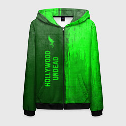 Мужская толстовка на молнии Hollywood Undead - green gradient по-вертикали