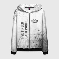 Толстовка 3D на молнии мужская Five Finger Death Punch - white gradient вертикаль, цвет: 3D-черный
