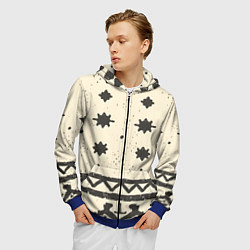 Толстовка 3D на молнии мужская Африканские примитивные узоры, цвет: 3D-синий — фото 2