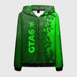 Толстовка 3D на молнии мужская GTA6 - green gradient по-вертикали, цвет: 3D-черный