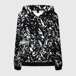 Толстовка 3D на молнии мужская Искажённый пёстрый чёрно-белый, цвет: 3D-черный
