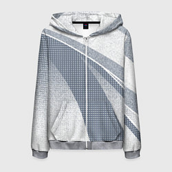 Толстовка 3D на молнии мужская Светлый серо-голубой текстурированный с полосой, цвет: 3D-меланж