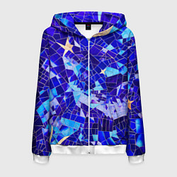 Толстовка 3D на молнии мужская Небо-Звезды, цвет: 3D-белый