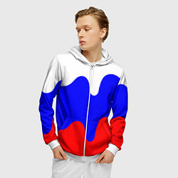 Толстовка 3D на молнии мужская Патриот - флаг, цвет: 3D-белый — фото 2