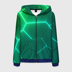 Мужская толстовка на молнии Зеленые неоновые плитки