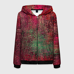 Мужская толстовка на молнии Текстурный тёмный красно-зелёный