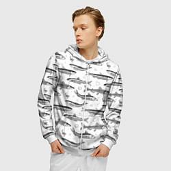Толстовка 3D на молнии мужская Корюшка паттерн, цвет: 3D-белый — фото 2