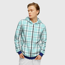 Толстовка 3D на молнии мужская Checkered light blue, цвет: 3D-синий — фото 2