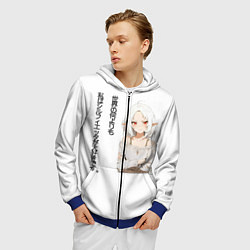 Толстовка 3D на молнии мужская Реинкарнация безработного - люблю Сильфи иероглифа, цвет: 3D-синий — фото 2