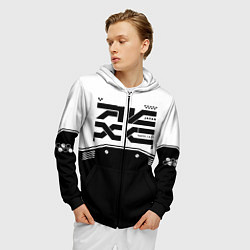 Толстовка 3D на молнии мужская Кибер текстура - черно белая, цвет: 3D-черный — фото 2