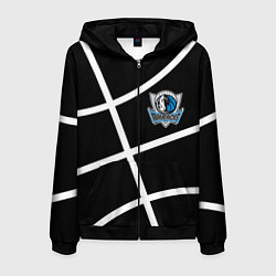 Толстовка 3D на молнии мужская Даллас Маверикс - текстура черного мяча, цвет: 3D-черный