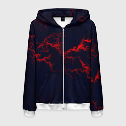 Толстовка 3D на молнии мужская Lightning red glow, цвет: 3D-белый