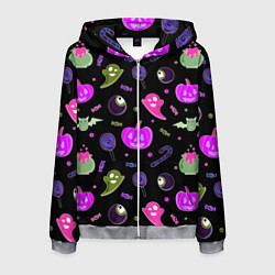 Толстовка 3D на молнии мужская Halloween pink black pumpkin, цвет: 3D-меланж