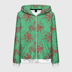 Толстовка 3D на молнии мужская Palm brown turquoise, цвет: 3D-белый