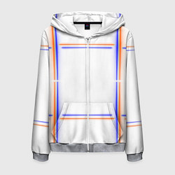 Толстовка 3D на молнии мужская Neon white orange light blue, цвет: 3D-меланж