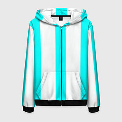 Толстовка 3D на молнии мужская Color light blue white lines, цвет: 3D-черный