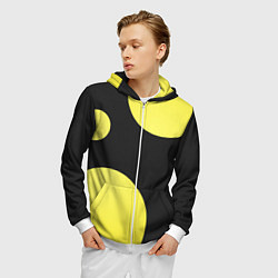 Толстовка 3D на молнии мужская Лава лампа макро баланс абстракция, цвет: 3D-белый — фото 2