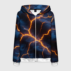 Толстовка 3D на молнии мужская Молния на камуфляжной текстуре, цвет: 3D-белый