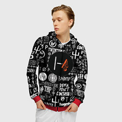 Толстовка 3D на молнии мужская Twenty one pilots rock logo, цвет: 3D-красный — фото 2