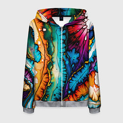 Толстовка 3D на молнии мужская Разноцветный узор, цвет: 3D-меланж
