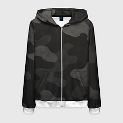 Толстовка 3D на молнии мужская Черно-серый камуфляж, цвет: 3D-белый