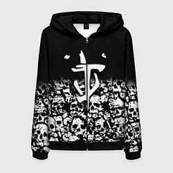 Толстовка 3D на молнии мужская Doom черепа, цвет: 3D-черный