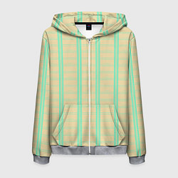 Толстовка 3D на молнии мужская Color beige cage blue stripes, цвет: 3D-меланж