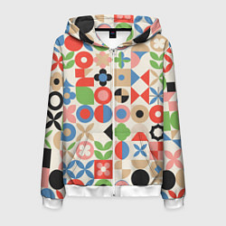 Мужская толстовка на молнии Геометрический узор с цветочными элементами - ретр