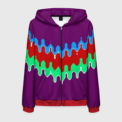 Толстовка 3D на молнии мужская Фиолетовый с искажёнными абстрактными полосами, цвет: 3D-красный