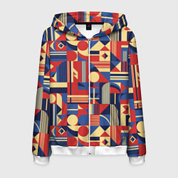 Толстовка 3D на молнии мужская Геометрический карнавал, цвет: 3D-белый