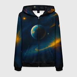 Толстовка 3D на молнии мужская Пространство Вселенной, цвет: 3D-черный