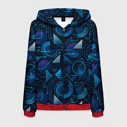Мужская толстовка на молнии Футуристическая сине-фиолетовая абстракция с хакер