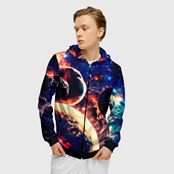 Толстовка 3D на молнии мужская Фантастический космос планеты, цвет: 3D-черный — фото 2