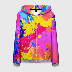 Толстовка 3D на молнии мужская Яркие пятна акриловой краски на стене, цвет: 3D-меланж