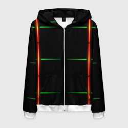 Толстовка 3D на молнии мужская Color black green orange stripes, цвет: 3D-белый