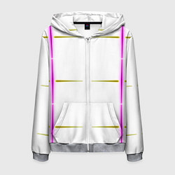 Толстовка 3D на молнии мужская Color white pink yellow stripes, цвет: 3D-меланж