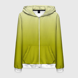 Толстовка 3D на молнии мужская Градиент лаймовый, цвет: 3D-белый