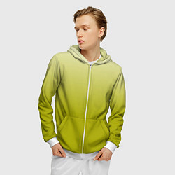 Толстовка 3D на молнии мужская Градиент лаймовый, цвет: 3D-белый — фото 2
