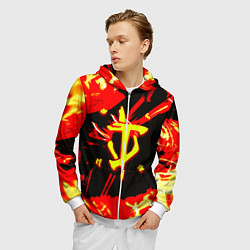 Толстовка 3D на молнии мужская Doom огненный, цвет: 3D-белый — фото 2