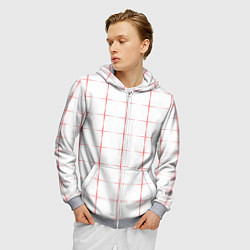 Толстовка 3D на молнии мужская Color white red crosses, цвет: 3D-меланж — фото 2