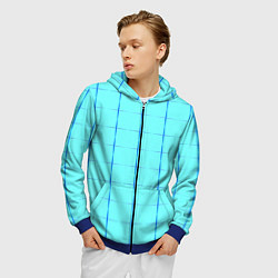 Толстовка 3D на молнии мужская Сolor blue line, цвет: 3D-синий — фото 2